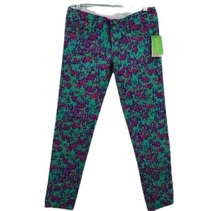 New Lilly Pulitzer Women’s 0 Boho Worth Skinny Mini Floral Print Jeans 47235